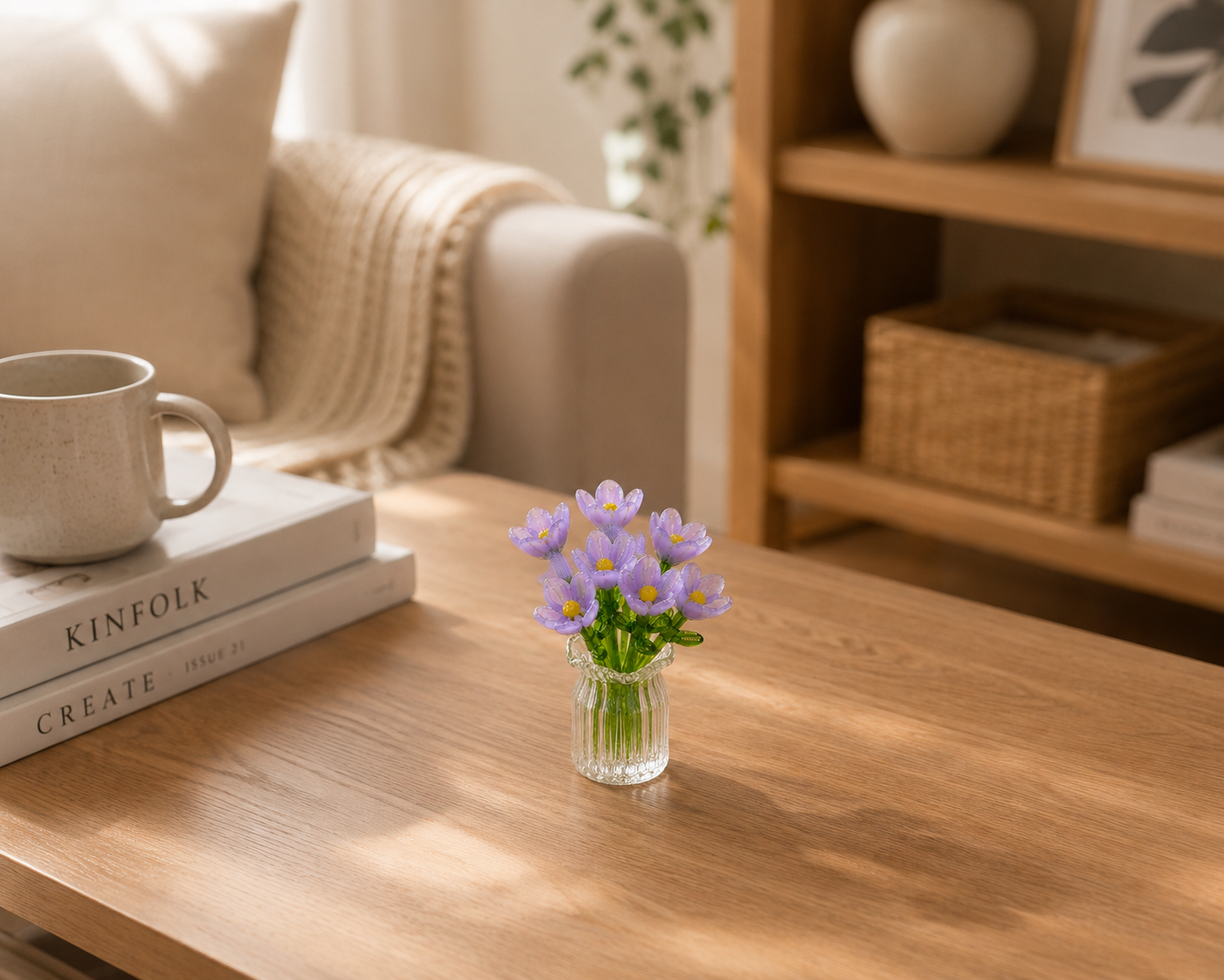 Fleurs en verre miniatures colorées - Décoration durable avec vase