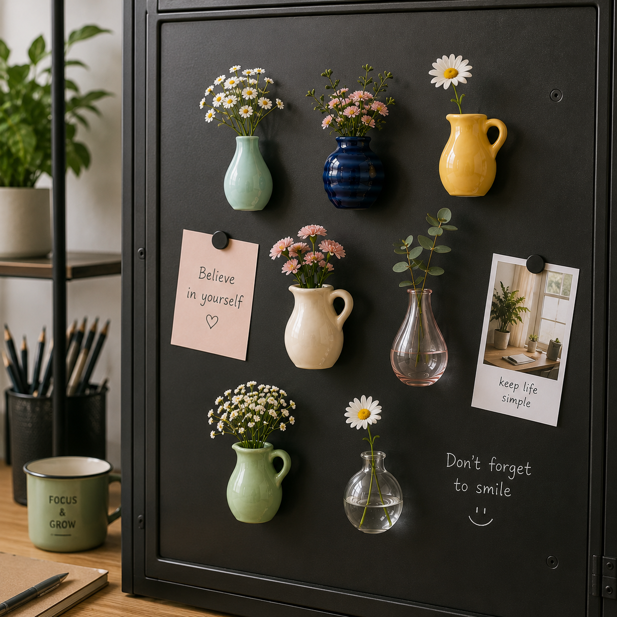 Aimants mini-vases décoratifs en céramique faits main pour frigo
