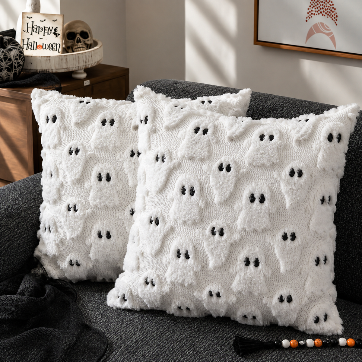 Gifts – Seasonal – Halloween : Coussin Décoratif Halloween - Fantômes & Citrouilles Festifs dans de Pantinoshop
