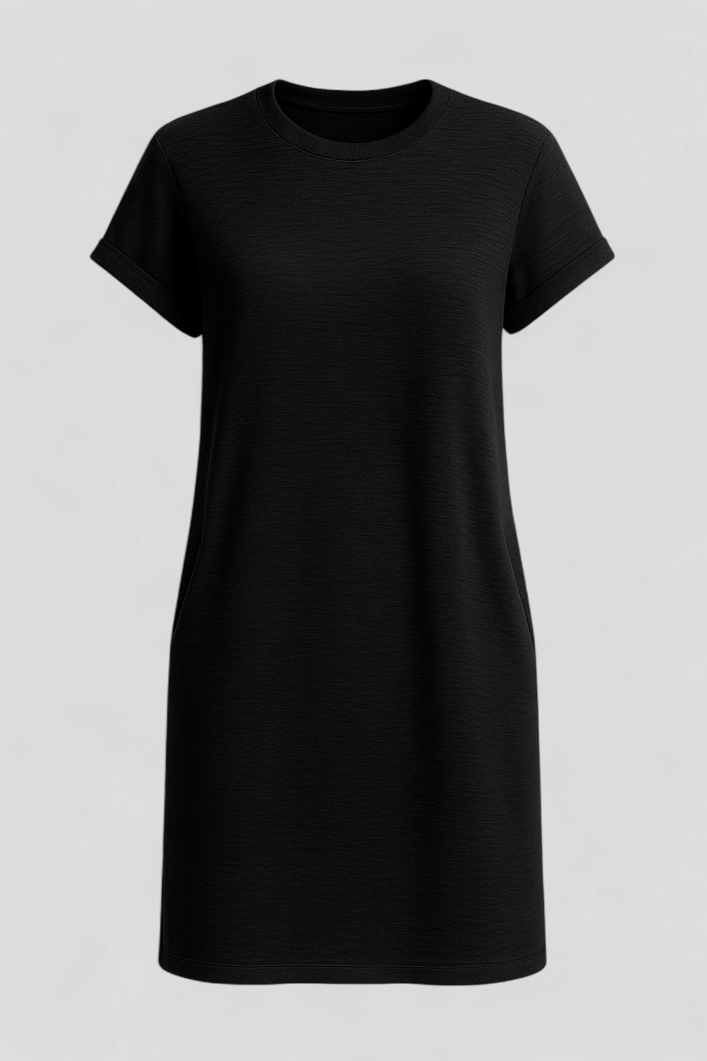Robe d'été décontractée pour femme en coton doux avec poches, col rond et manches courtes