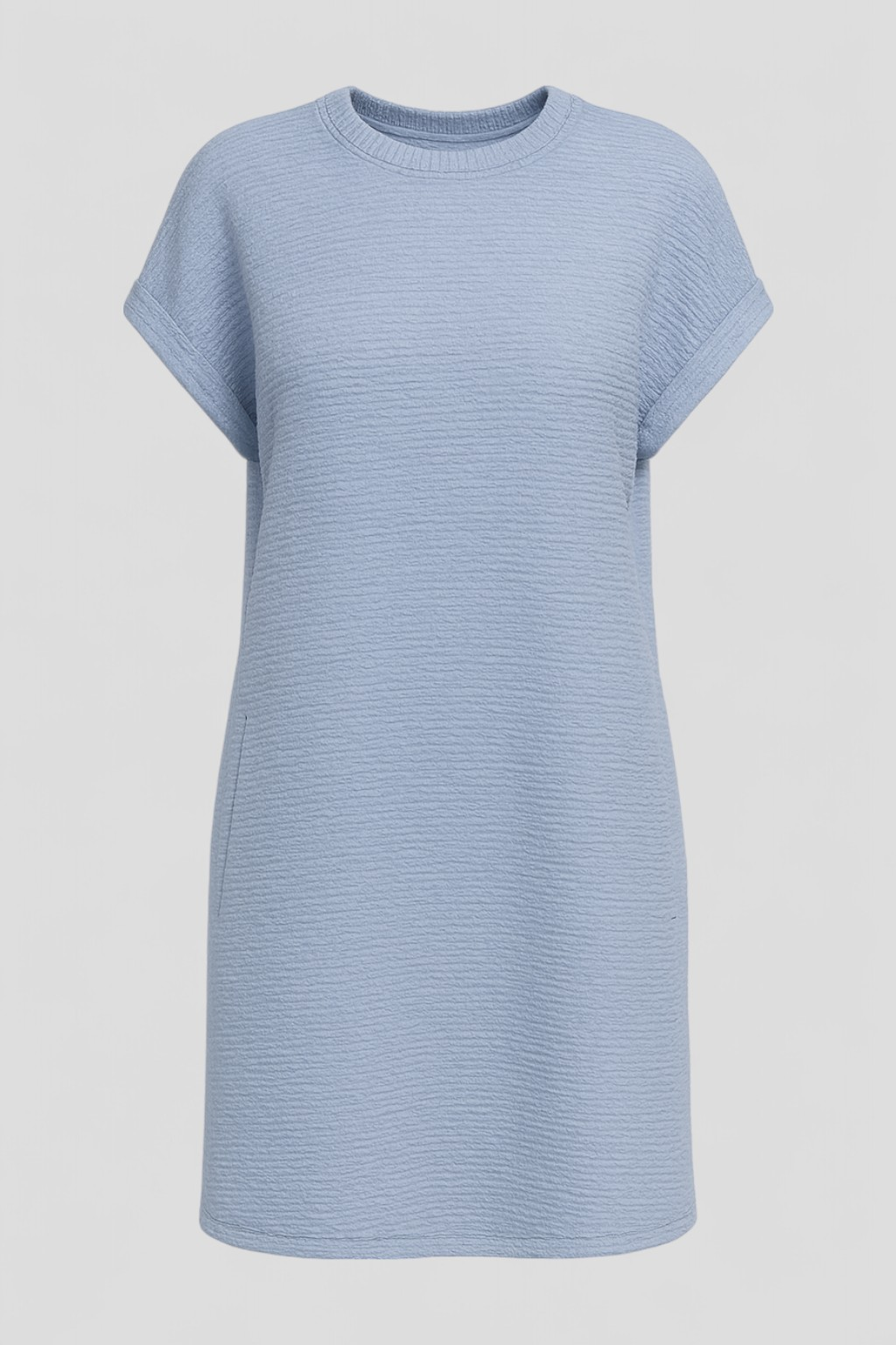Robe d'été décontractée pour femme en coton doux avec poches, col rond et manches courtes