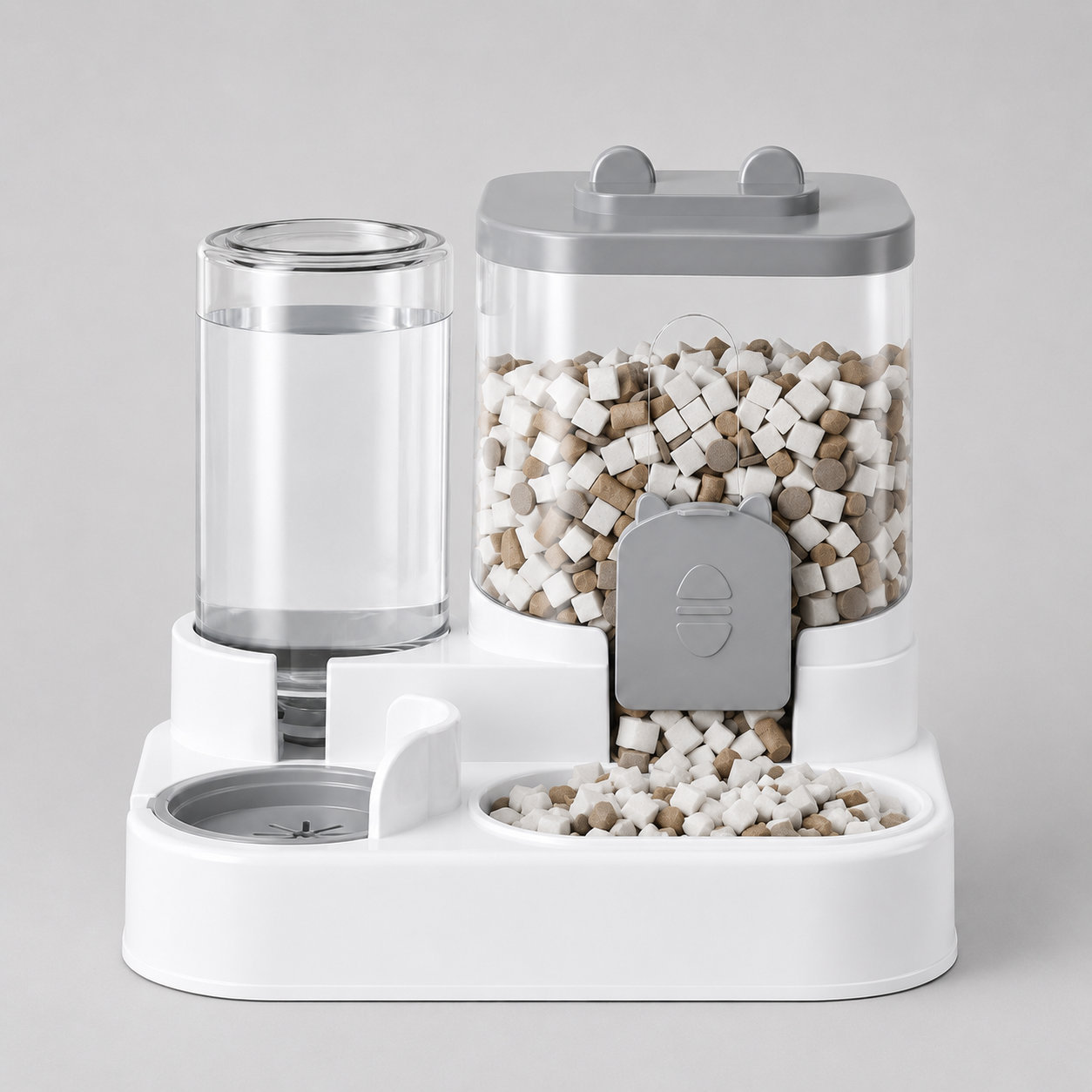 Distributeur automatique de nourriture pour chat avec réservoir d'eau - Gamelle 2-en-1 (nourriture et boisson), 1,6 L