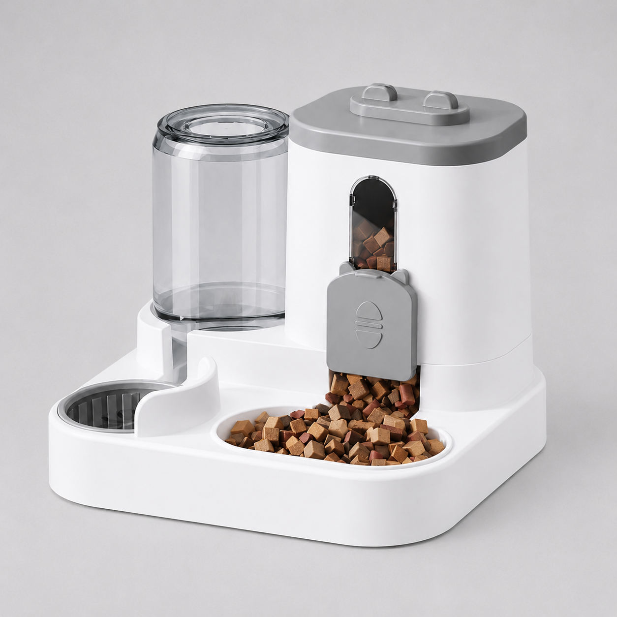 Distributeur automatique de nourriture pour chat avec réservoir d'eau - Gamelle 2-en-1 (nourriture et boisson), 1,6 L