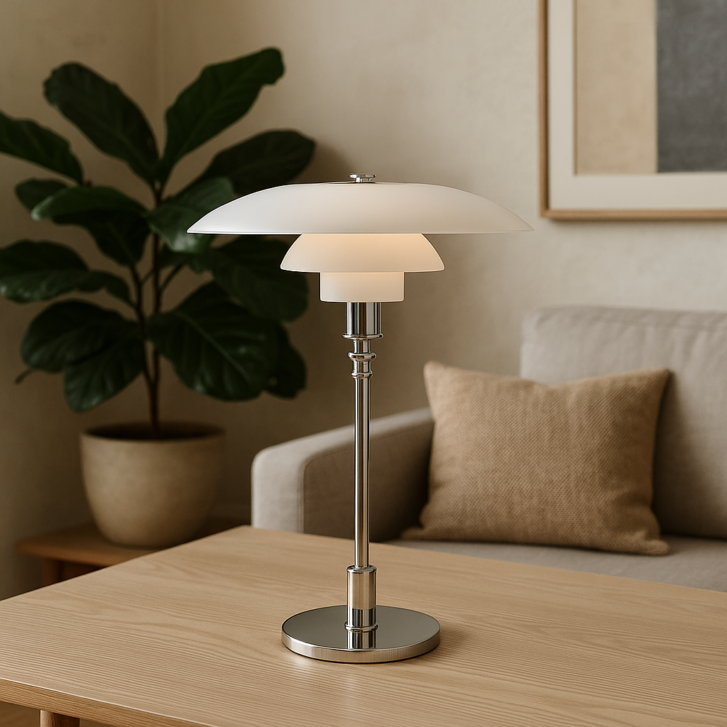 Lampe de table design danois moderne - Abat-jour superposé, LED