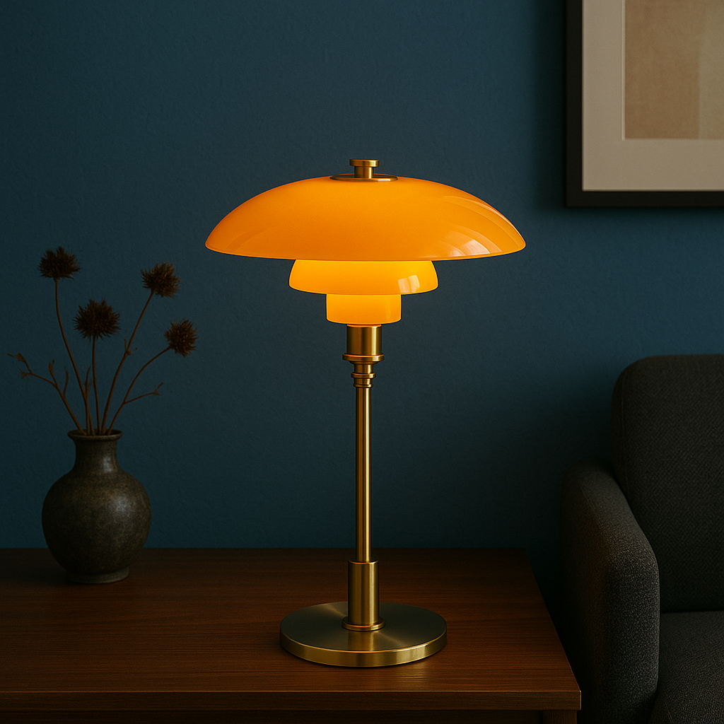 Lampe de table design danois moderne - Abat-jour superposé, LED