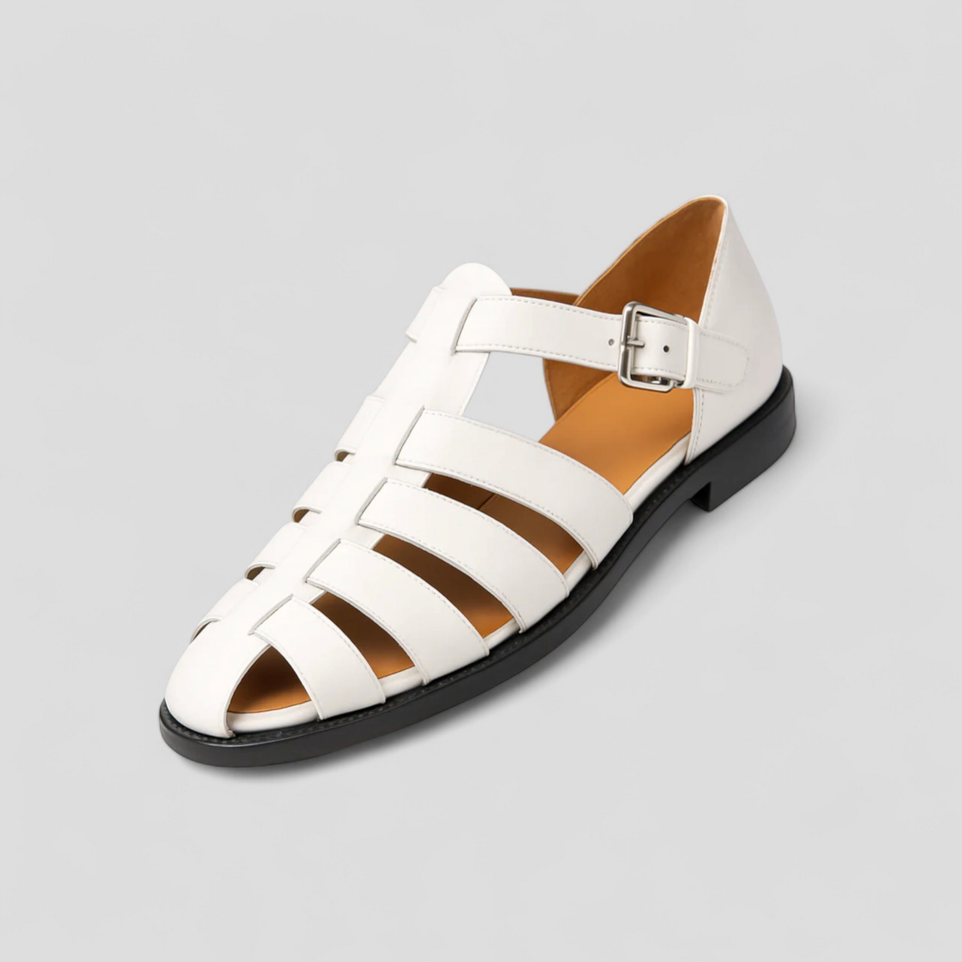 Sandales classiques noires pour hommes en cuir véritable, confortables avec boucle réglable et respirantes