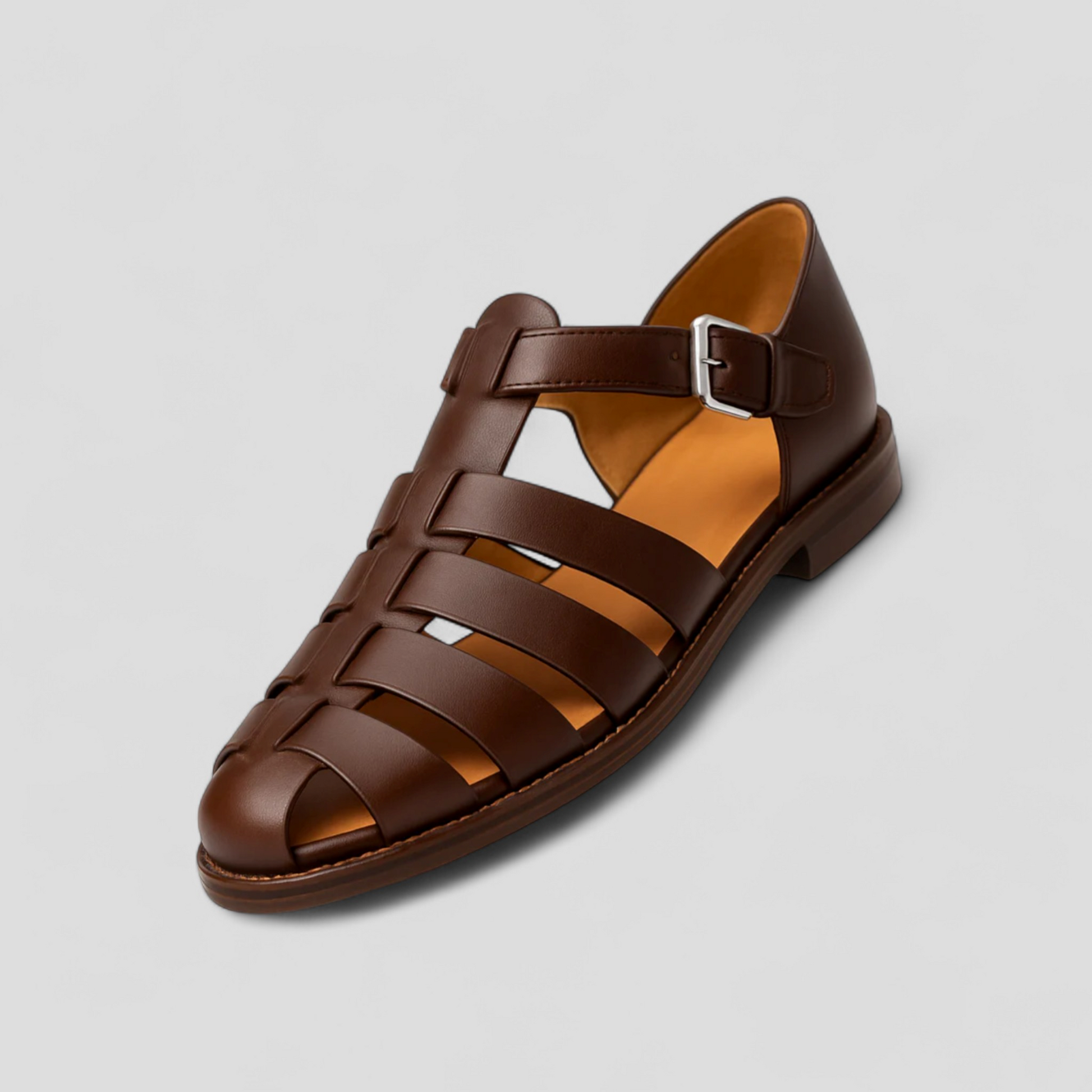 Sandales classiques noires pour hommes en cuir véritable, confortables avec boucle réglable et respirantes