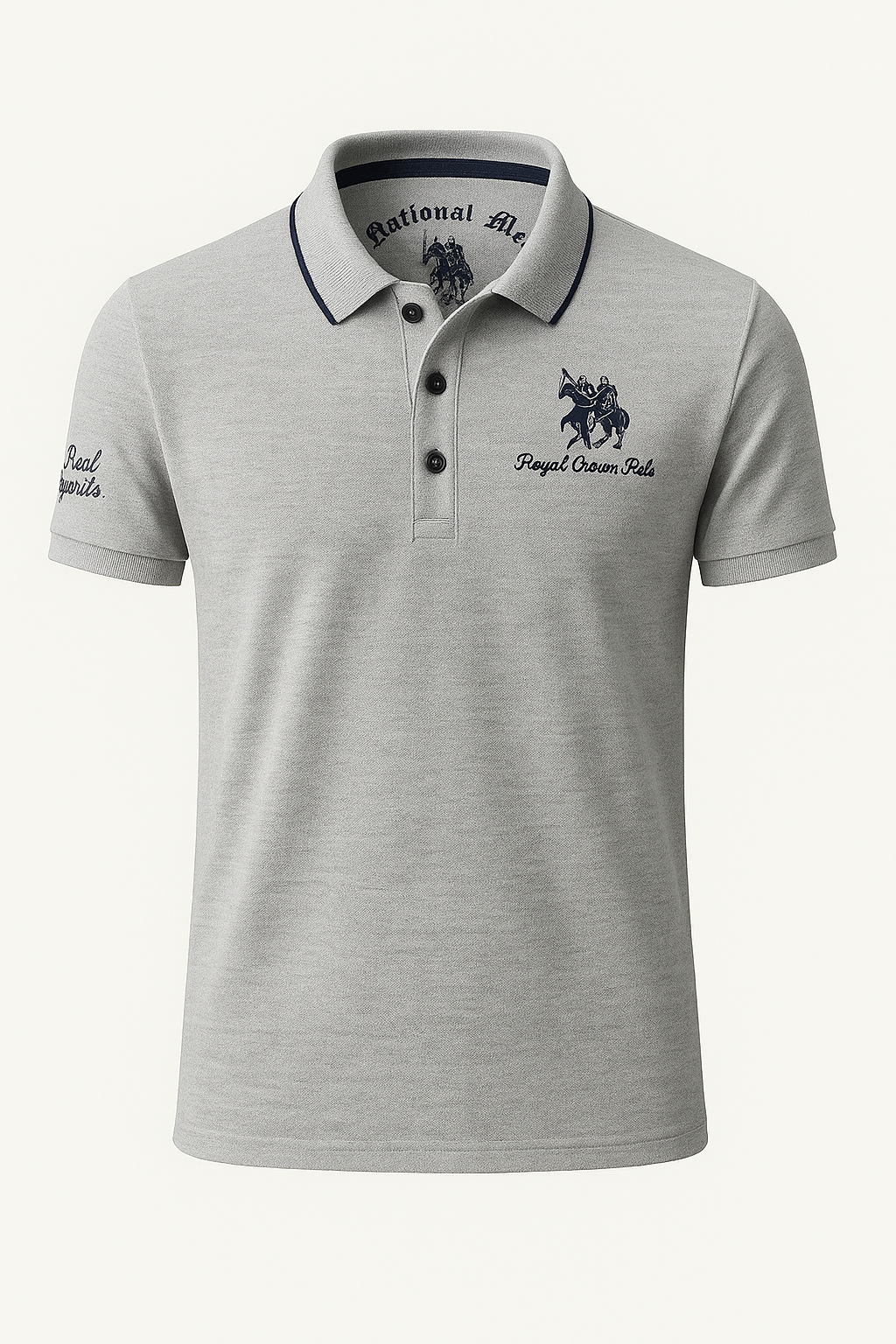 Men's Top Clothes : Polo Homme Brodé en Coton Piqué à Contraste - Coupe Regular, Plusieurs Couleurs dans Grigio de Marche Lino