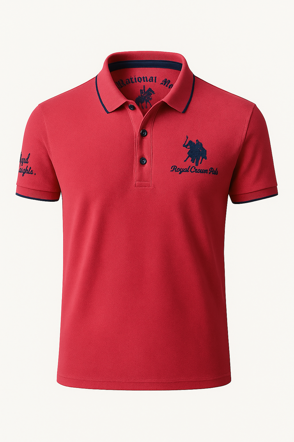 Men's Top Clothes : Polo Homme Brodé en Coton Piqué à Contraste - Coupe Regular, Plusieurs Couleurs dans Rosso de Marche Lino