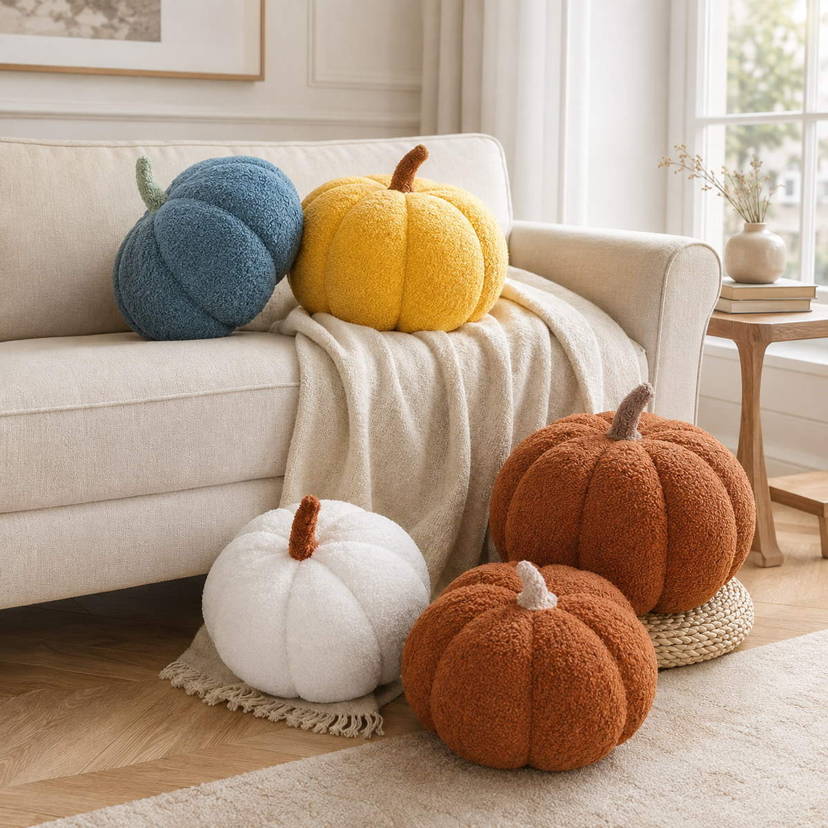 Gifts – Seasonal – Halloween : Coussin décoratif citrouille en peluche - Douce décoration d'automne et d'Halloween dans de Pantinoshop
