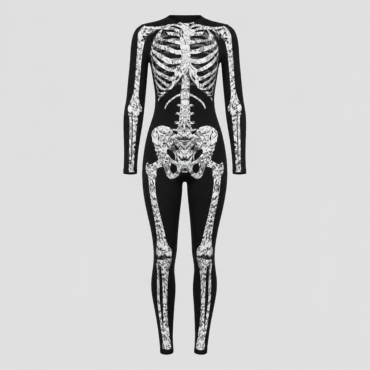 Gifts – Seasonal – Halloween : Combinaison squelette adulte ajustée Halloween manches longues dans Noir Os 1 de Pantinoshop