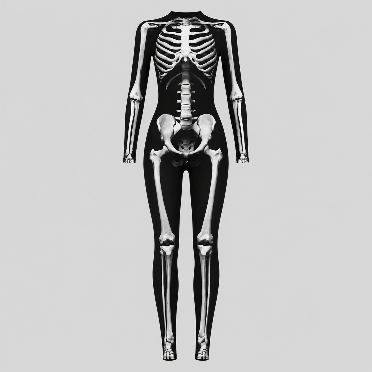 Gifts – Seasonal – Halloween : Combinaison squelette adulte ajustée Halloween manches longues dans Noir Os 2 de Pantinoshop