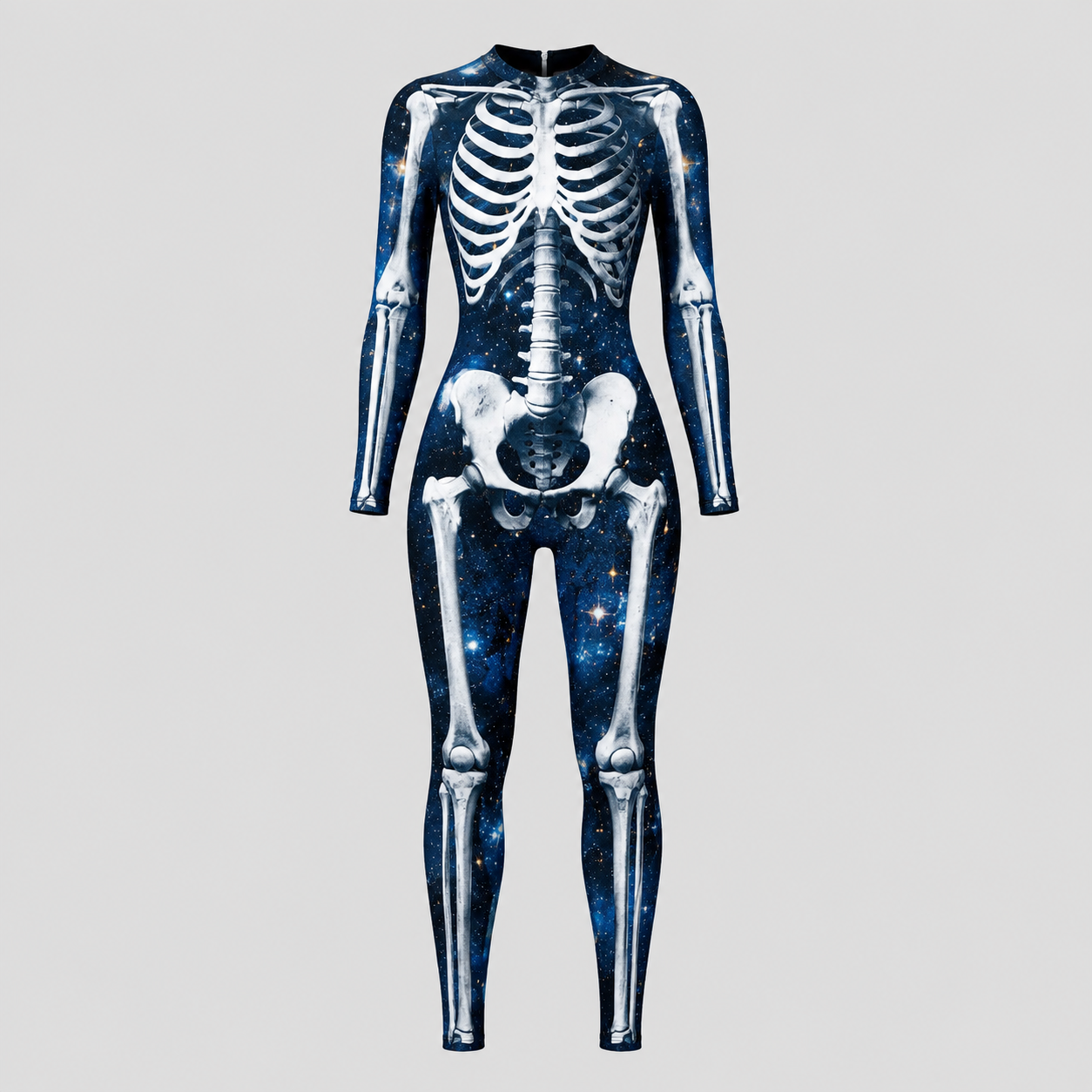 Gifts – Seasonal – Halloween : Combinaison squelette adulte ajustée Halloween manches longues dans Bleu Os 2 de Pantinoshop