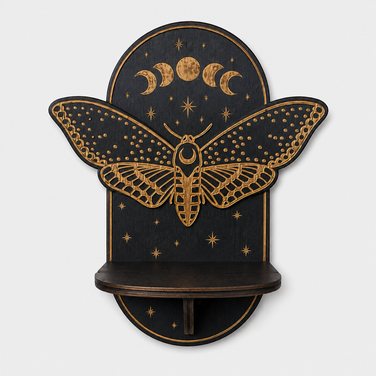 Gifts – Seasonal – Halloween : Support mural en bois pour bougies avec motif mystique - Étagère murale décorative pour bougies dans Papillon de nuit de Pantinoshop