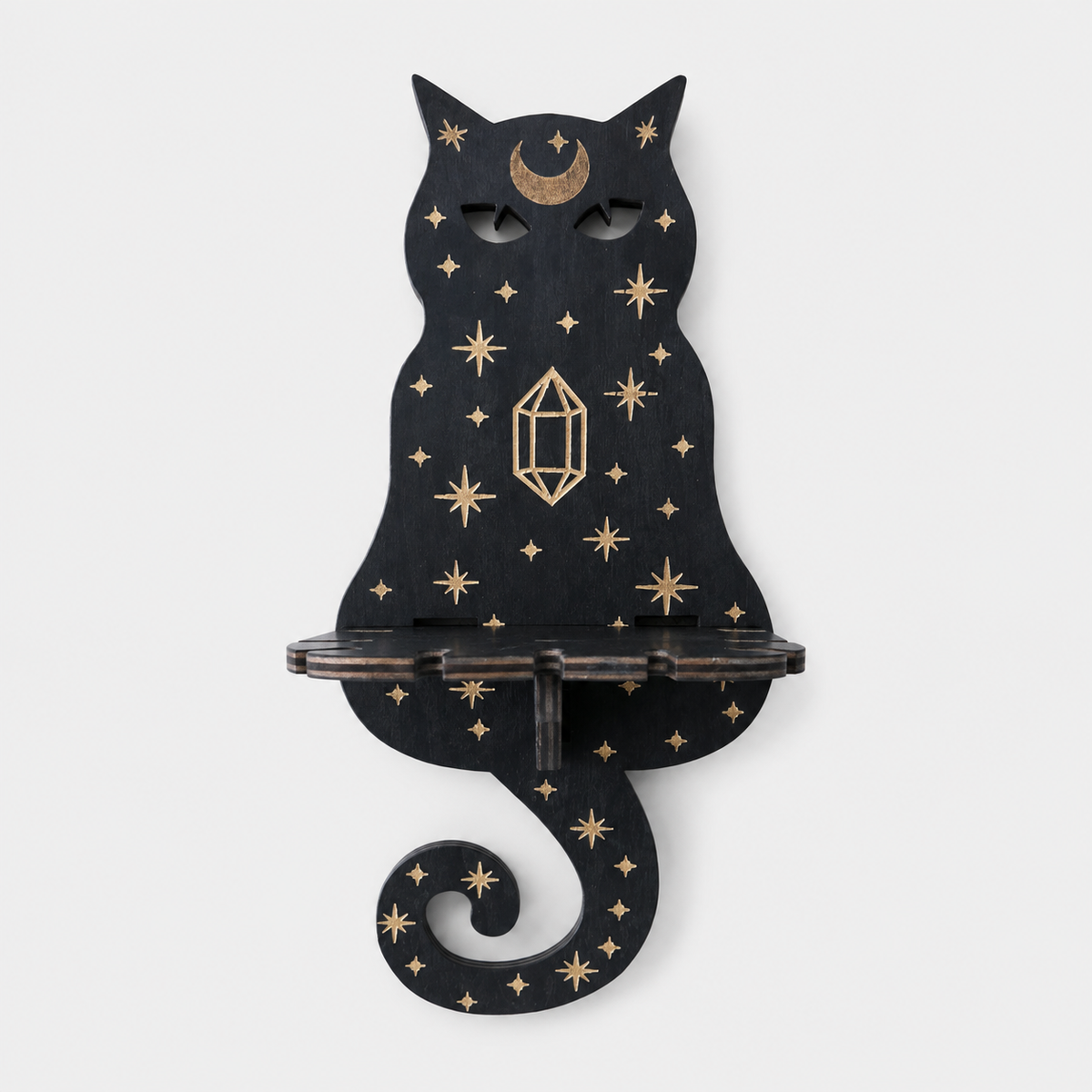 Gifts – Seasonal – Halloween : Support mural en bois pour bougies avec motif mystique - Étagère murale décorative pour bougies dans Chat de Pantinoshop