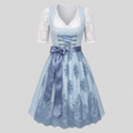 Rochie dirndl pentru femei: tradițională, albastră, cu fustă evazată