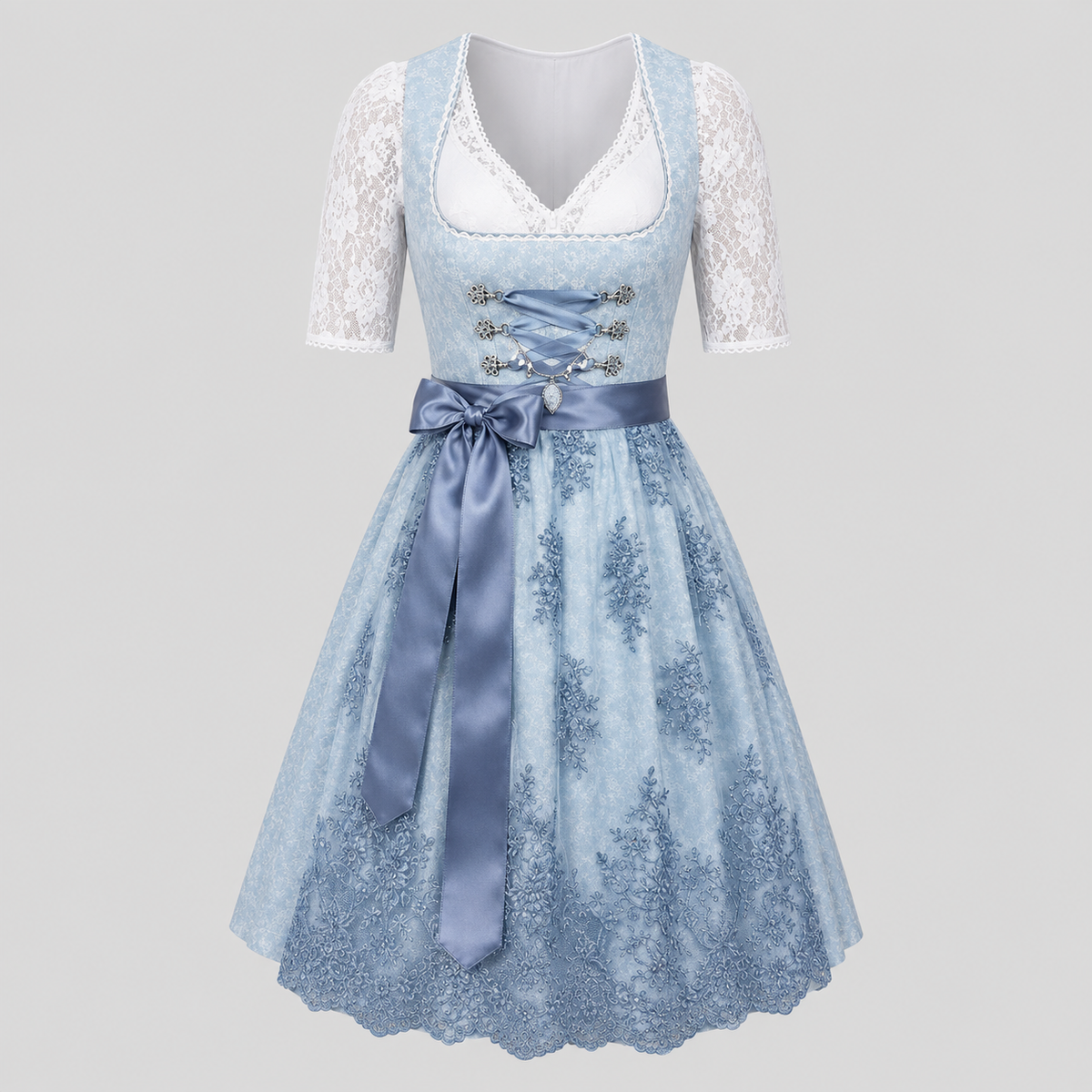Gifts – Seasonal – Oktoberfest : Robe Dirndl pour Femmes: Traditionnelle Bleue avec Jupe Évasée dans Bleu de Steiner-boutique
