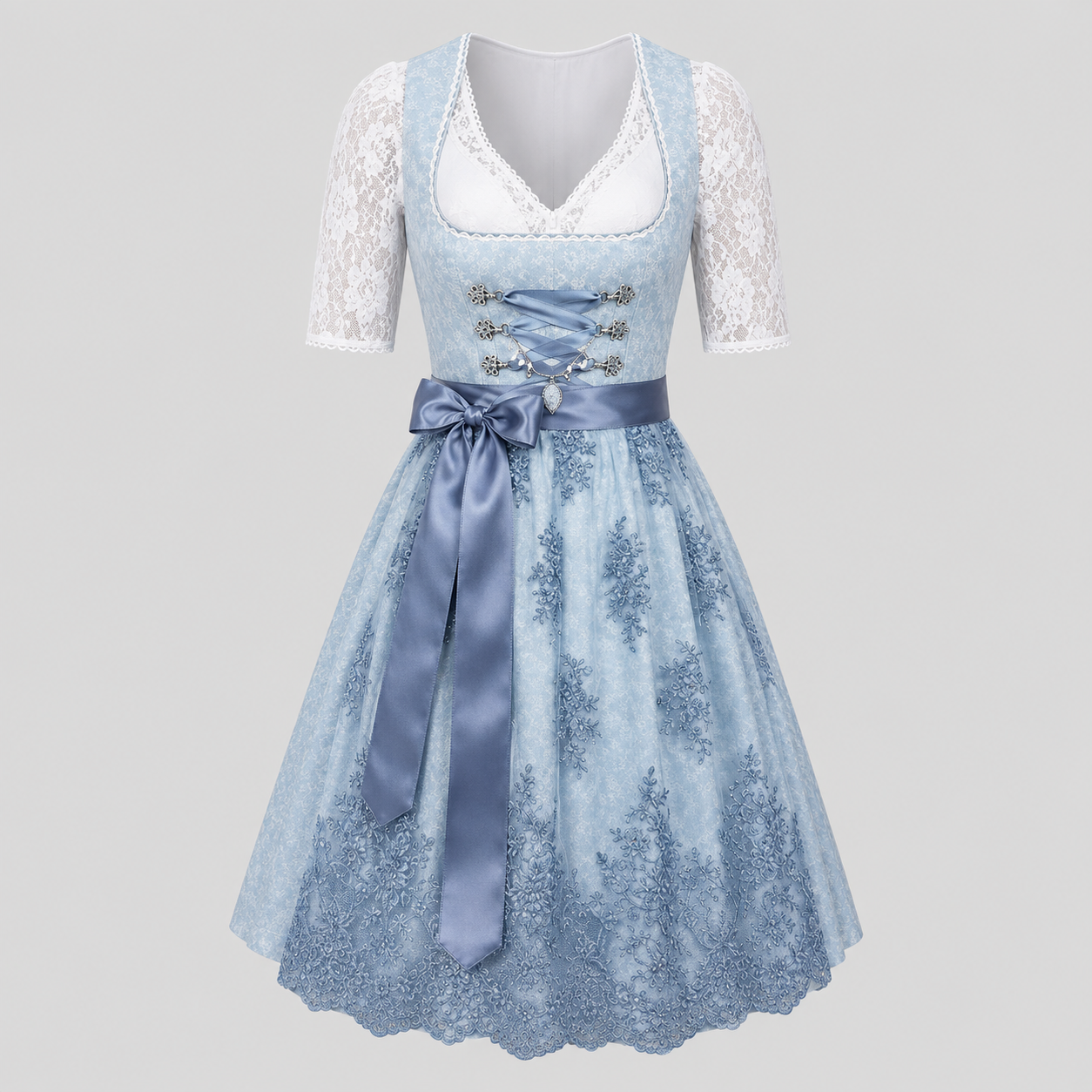 Gifts – Seasonal – Oktoberfest : Robe Dirndl pour Femmes: Traditionnelle Bleue avec Jupe Évasée dans Bleu de Steiner-boutique