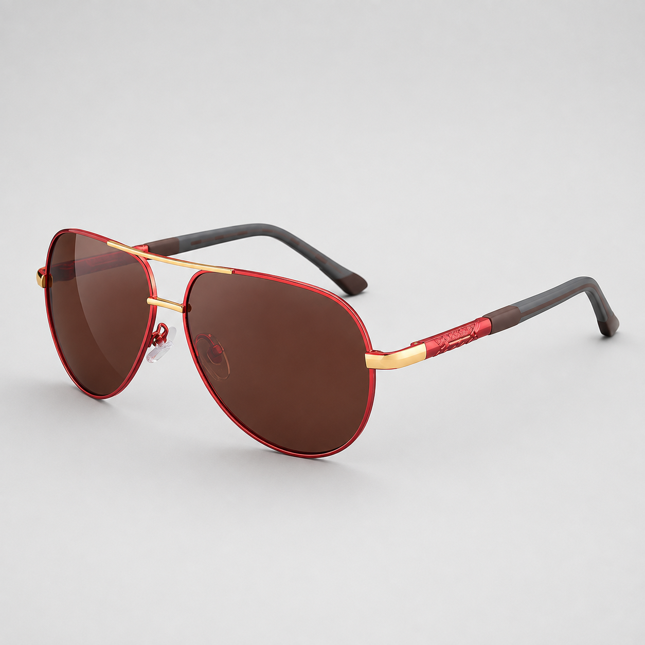 ELLA : Lunettes solaires homme - Polarisées, monture alu, style rétro dans Rouge-or avec verres marron de Jeecey.nl
