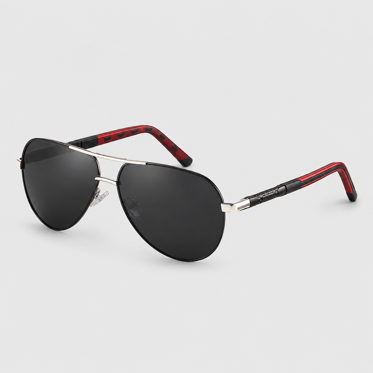 ELLA : Lunettes solaires homme - Polarisées, monture alu, style rétro dans Noir-rouge avec verres noirs de Jeecey.nl