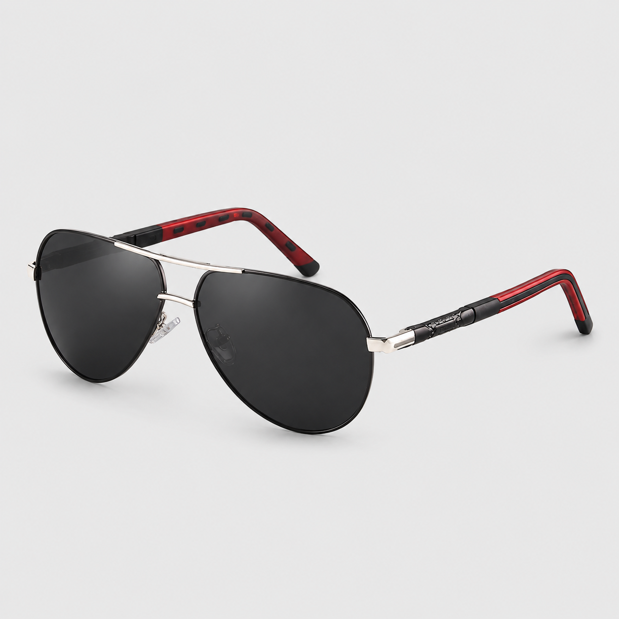 ELLA : Lunettes solaires homme - Polarisées, monture alu, style rétro dans Noir-rouge avec verres noirs de Jeecey.nl