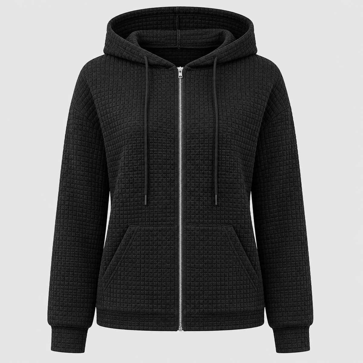 AW - Womens - Hoodie : Sweat à capuche zippé pour femme avec cordon de serrage et poches - Confortable dans Noir de Loranza