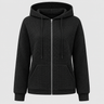AW - Womens - Hoodie : Sweat à capuche zippé pour femme avec cordon de serrage et poches - Confortable dans Noir de Loranza