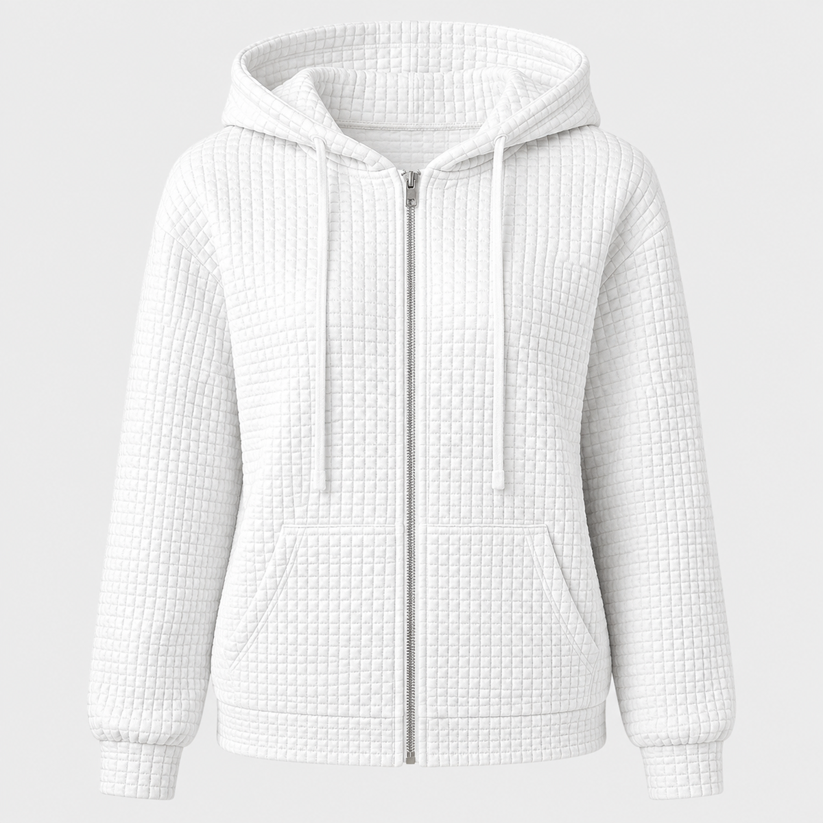 AW - Womens - Hoodie : Sweat à capuche zippé pour femme avec cordon de serrage et poches - Confortable dans Blanc de Loranza
