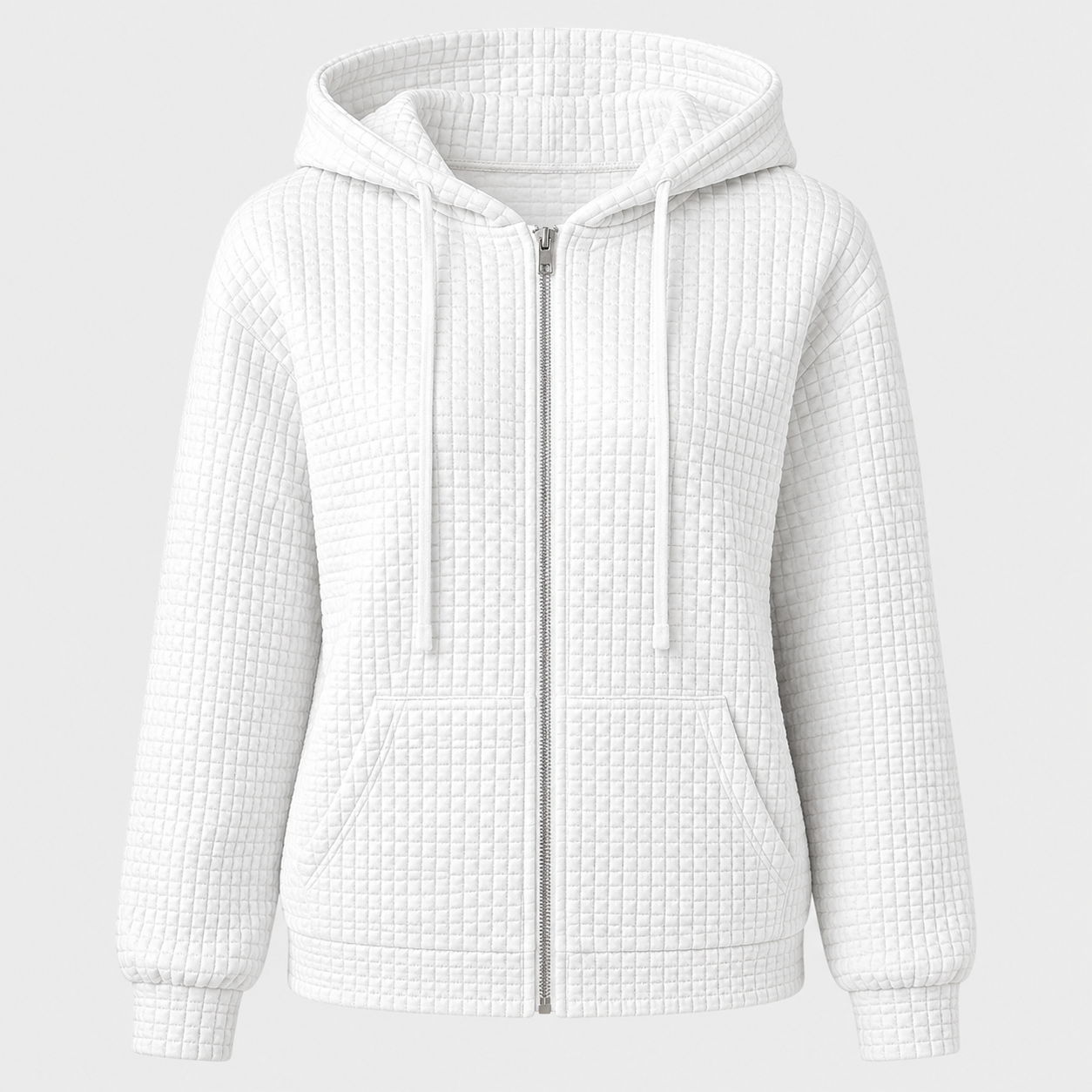 AW - Womens - Hoodie : Sweat à capuche zippé pour femme avec cordon de serrage et poches - Confortable dans Blanc de Loranza