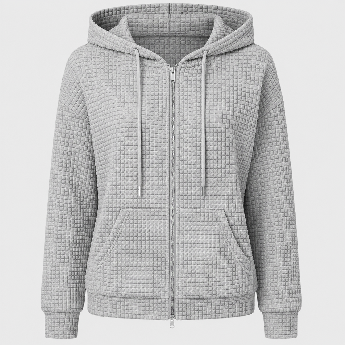 AW - Womens - Hoodie : Sweat à capuche zippé pour femme avec cordon de serrage et poches - Confortable dans Gris de Loranza