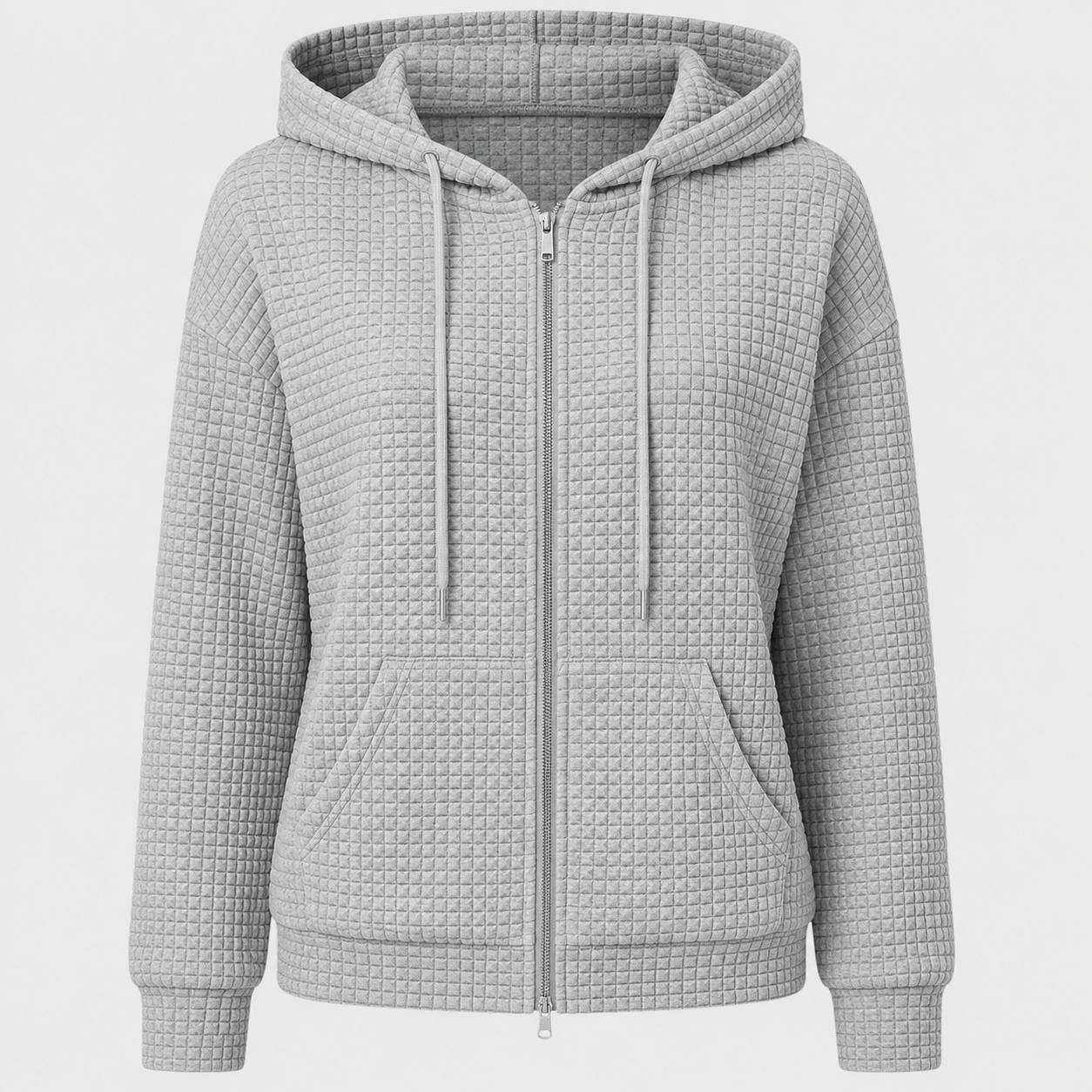 AW - Womens - Hoodie : Sweat à capuche zippé pour femme avec cordon de serrage et poches - Confortable dans Gris de Loranza