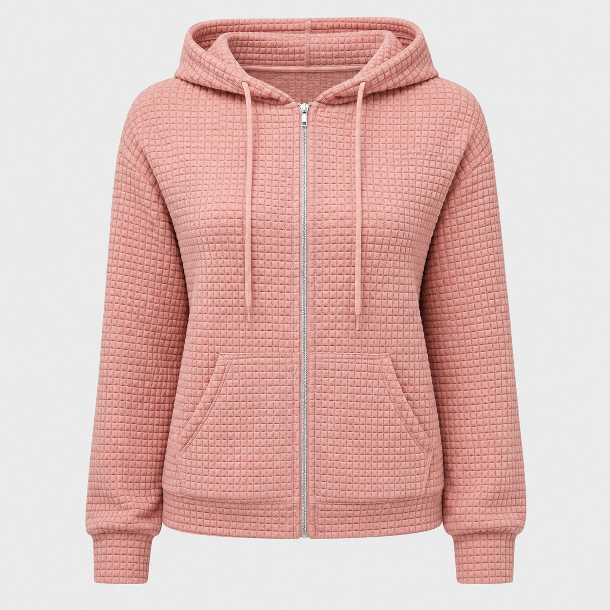 AW - Womens - Hoodie : Sweat à capuche zippé pour femme avec cordon de serrage et poches - Confortable dans Rose de Loranza