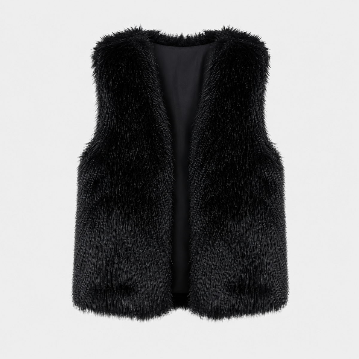 AS - Womens - Top : Gilet en fausse fourrure pour femmes - Ouvert sur le devant, coupe ample et chaud dans Noir de Loranza
