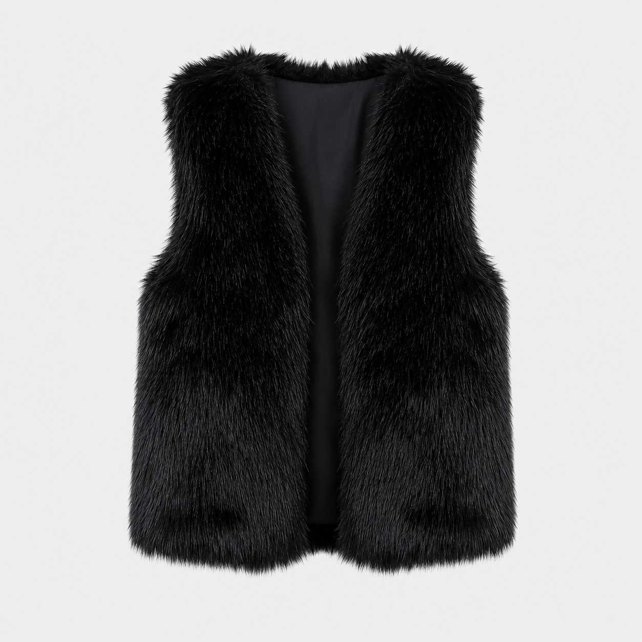 AS - Womens - Top : Gilet en fausse fourrure pour femmes - Ouvert sur le devant, coupe ample et chaud dans Noir de Loranza