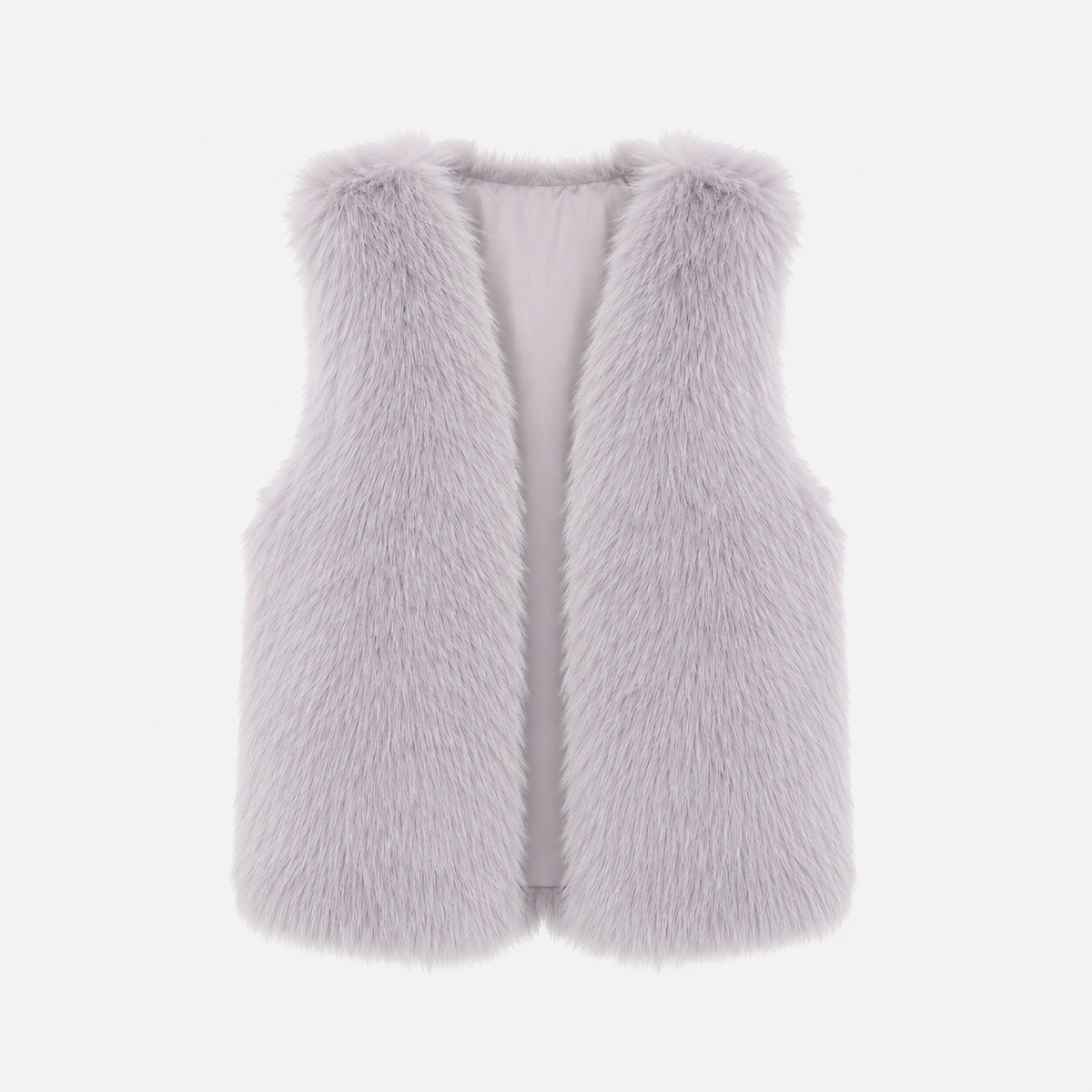 AS - Womens - Top : Gilet en fausse fourrure pour femmes - Ouvert sur le devant, coupe ample et chaud dans Gris cendré de Loranza