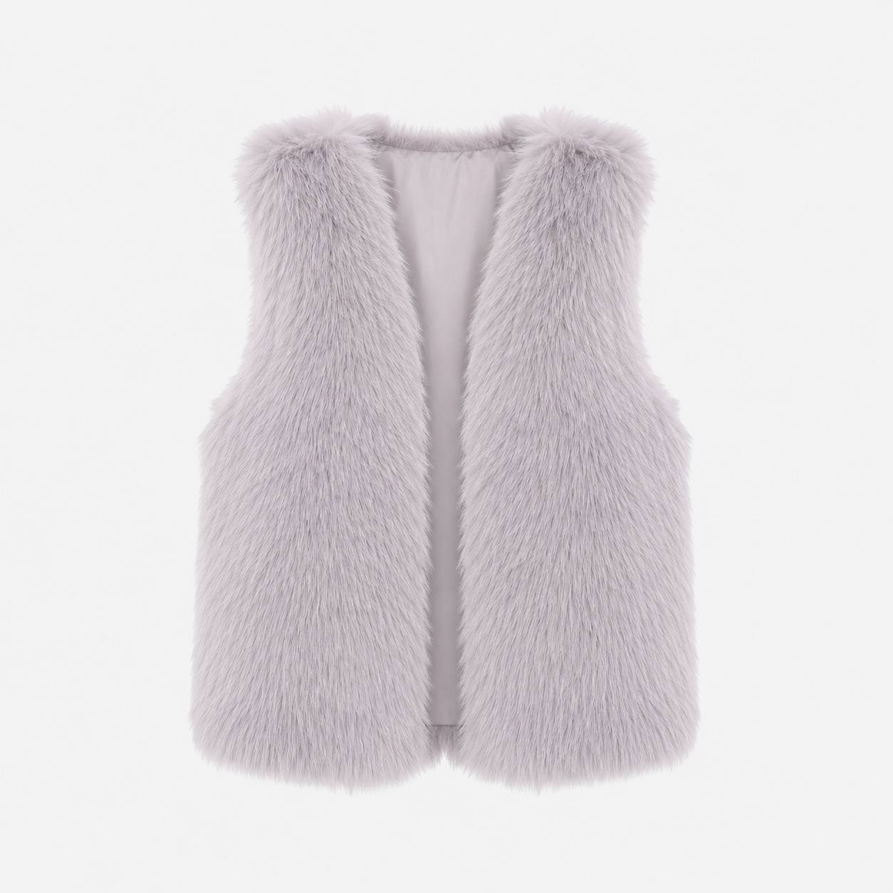 AS - Womens - Top : Gilet en fausse fourrure pour femmes - Ouvert sur le devant, coupe ample et chaud dans Gris cendré de Loranza