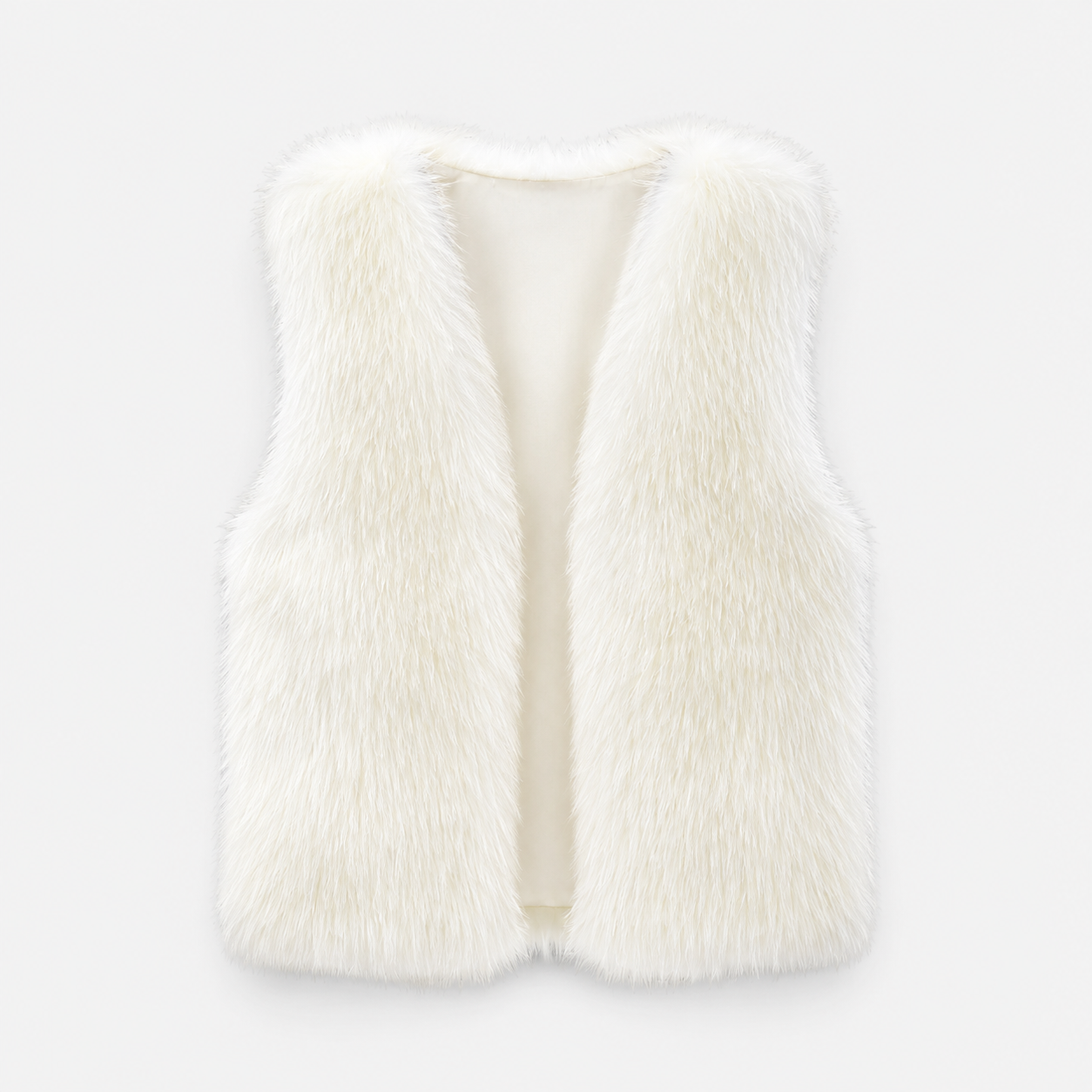AS - Womens - Top : Gilet en fausse fourrure pour femmes - Ouvert sur le devant, coupe ample et chaud dans Beige de Loranza