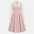Rosa Damen-Dirndl in A-Linie mit Herzausschnitt und Stickerei