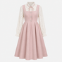 Dirndl pour femme rose coupe trapèze, décolleté en cœur et broderie