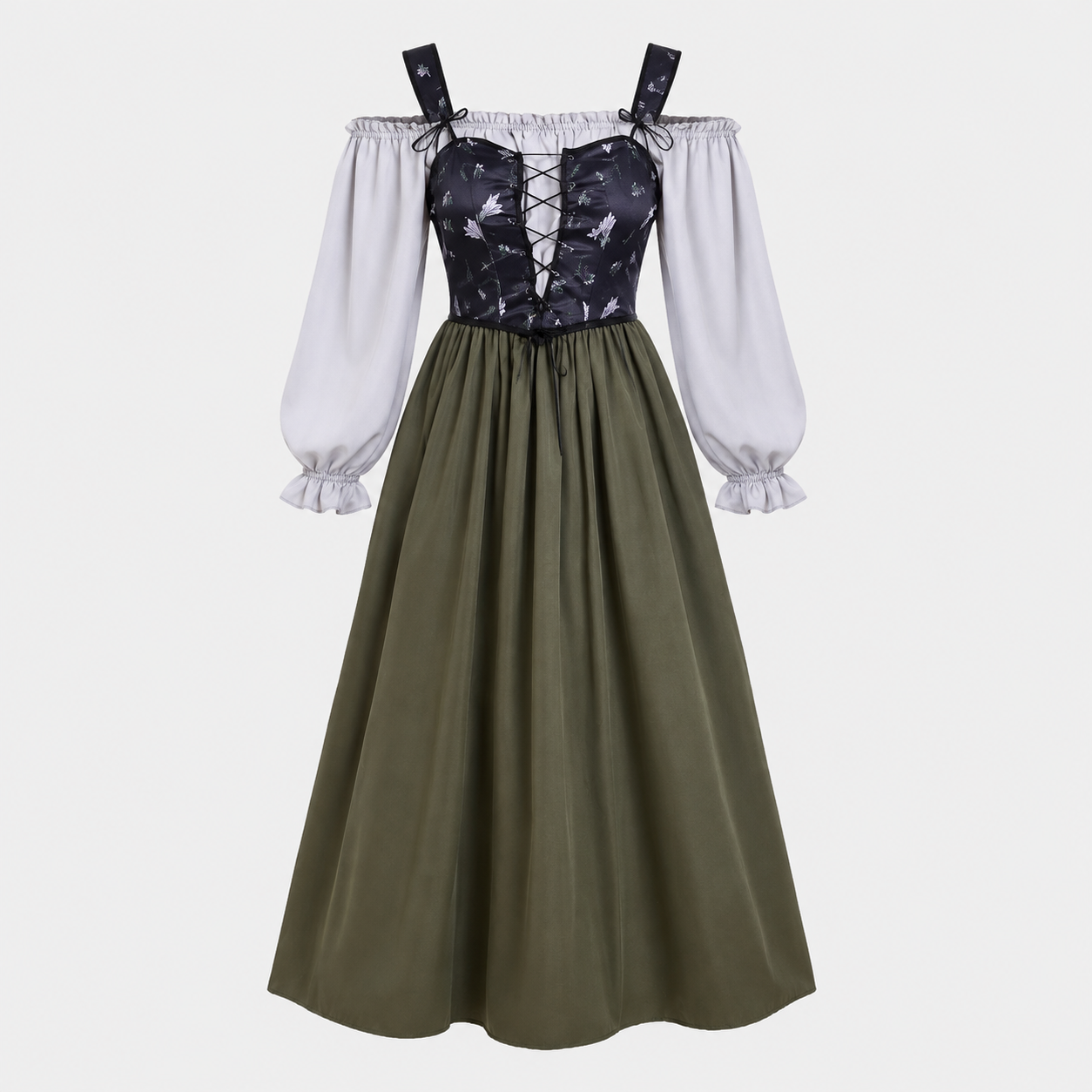 Gifts – Seasonal – Oktoberfest : Robe style bavarois femme, grise, à manches bouffantes, chic dans Gris de Steiner-boutique