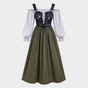 Robe style bavarois femme, grise, à manches bouffantes, chic