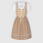 Robe Dirndl Traditionnelle Femme Marron avec Chemisier en Dentelle et Tablier