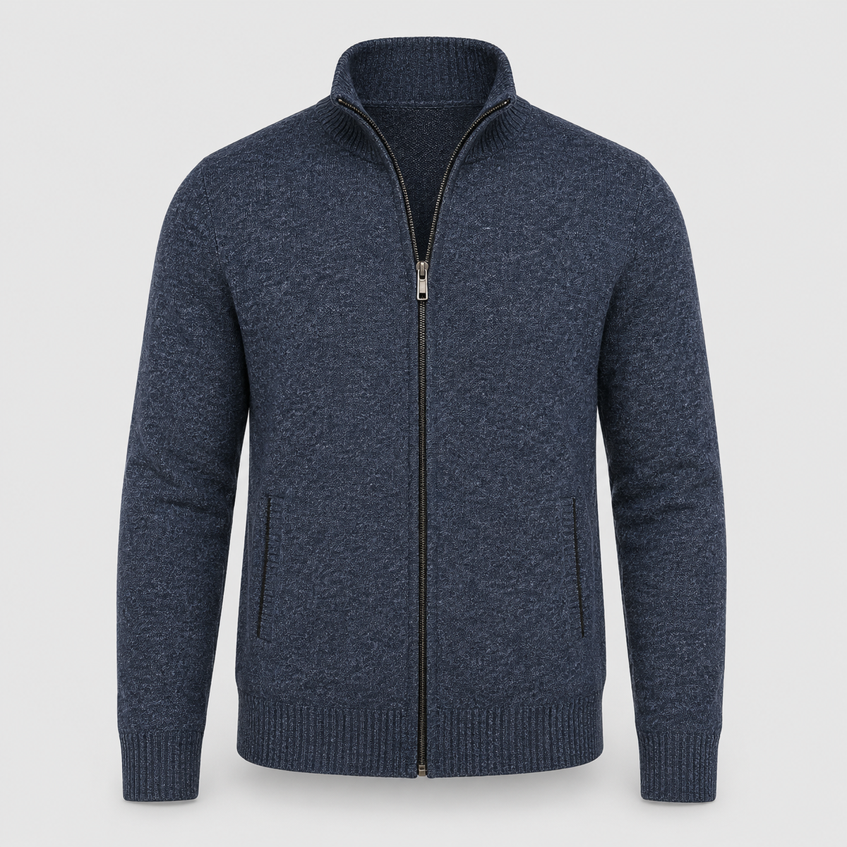 Gilet Zippé Homme Tricoté - Col Montant & Maille Fine