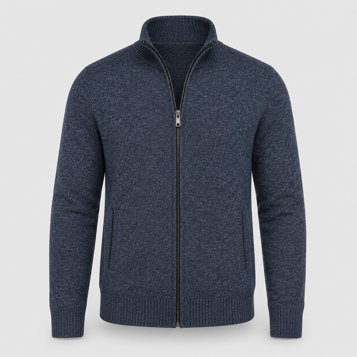 Gilet Zippé Homme Tricoté - Col Montant & Maille Fine