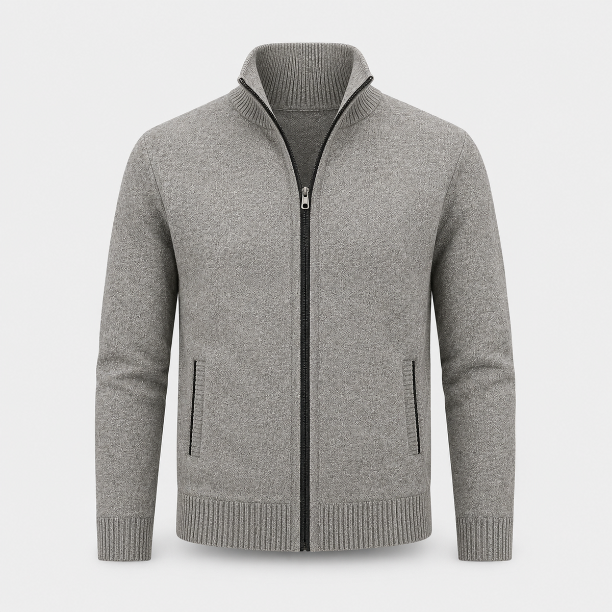 Gilet Zippé Homme Tricoté - Col Montant & Maille Fine