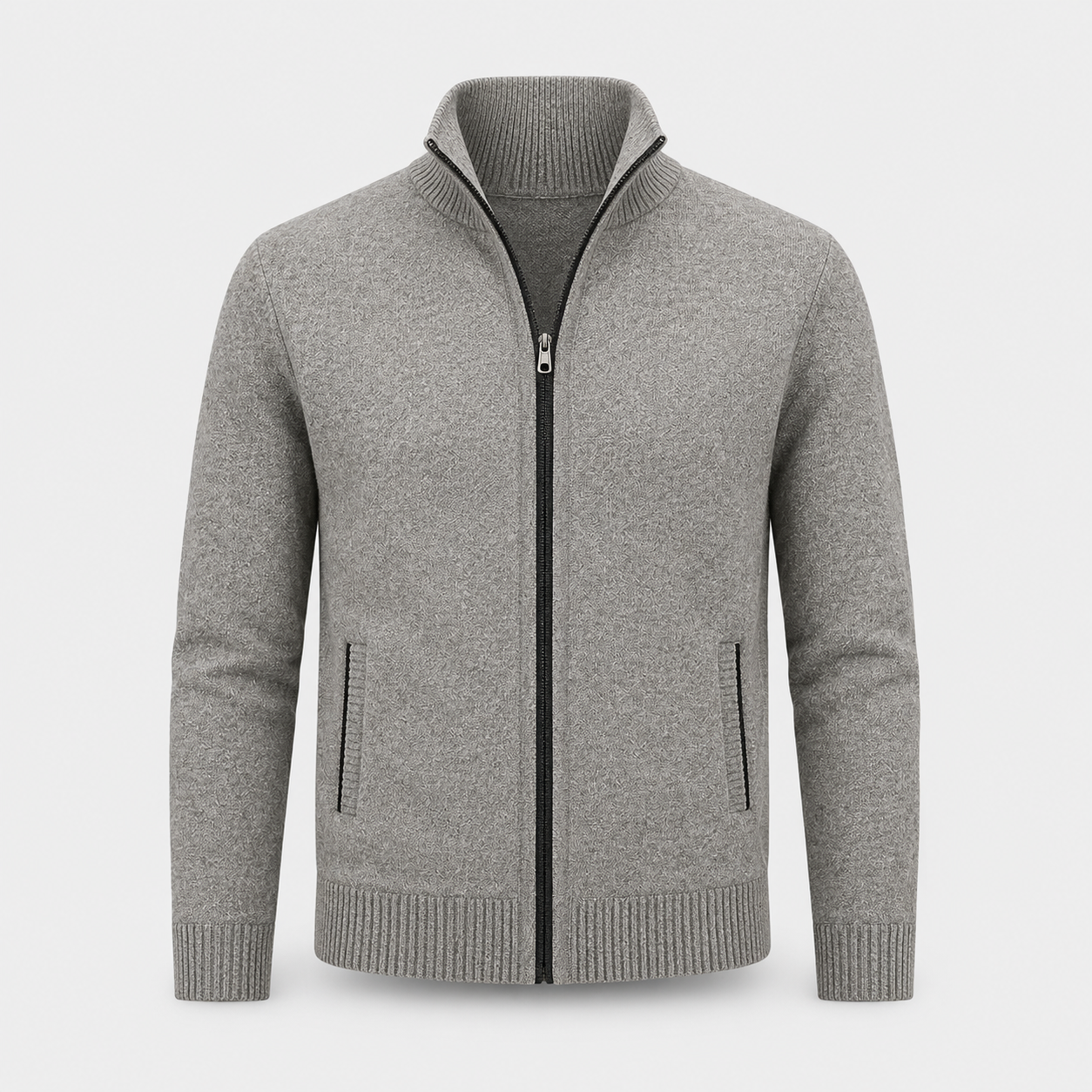 Gilet Zippé Homme Tricoté - Col Montant & Maille Fine