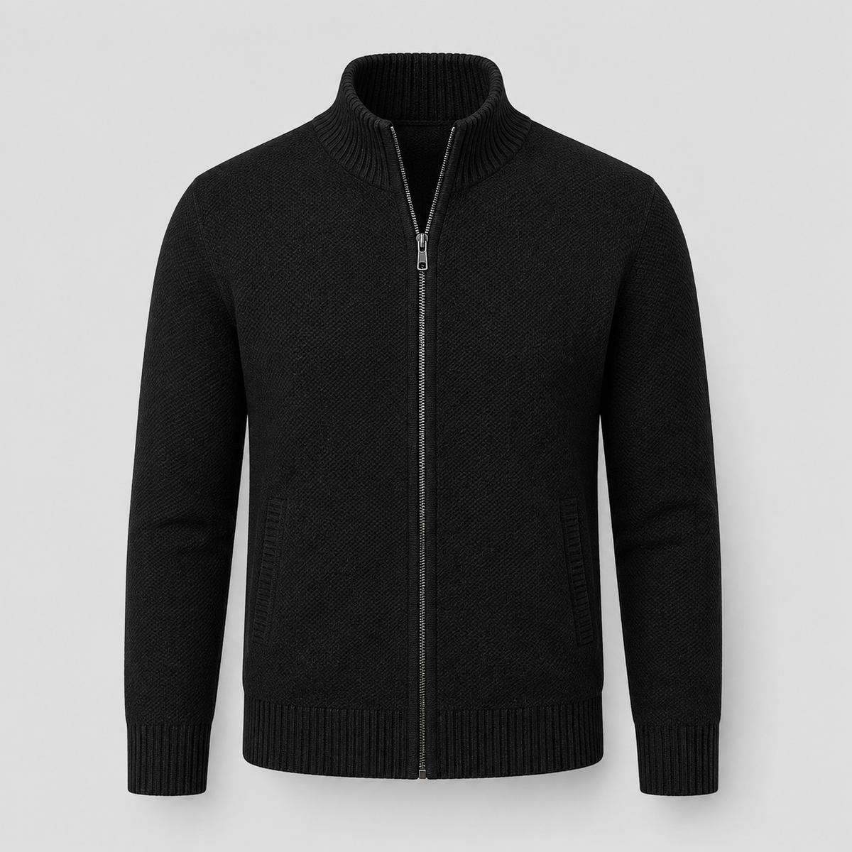 Gilet Zippé Homme Tricoté - Col Montant & Maille Fine