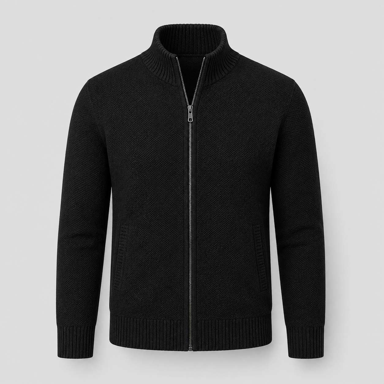 Gilet Zippé Homme Tricoté - Col Montant & Maille Fine