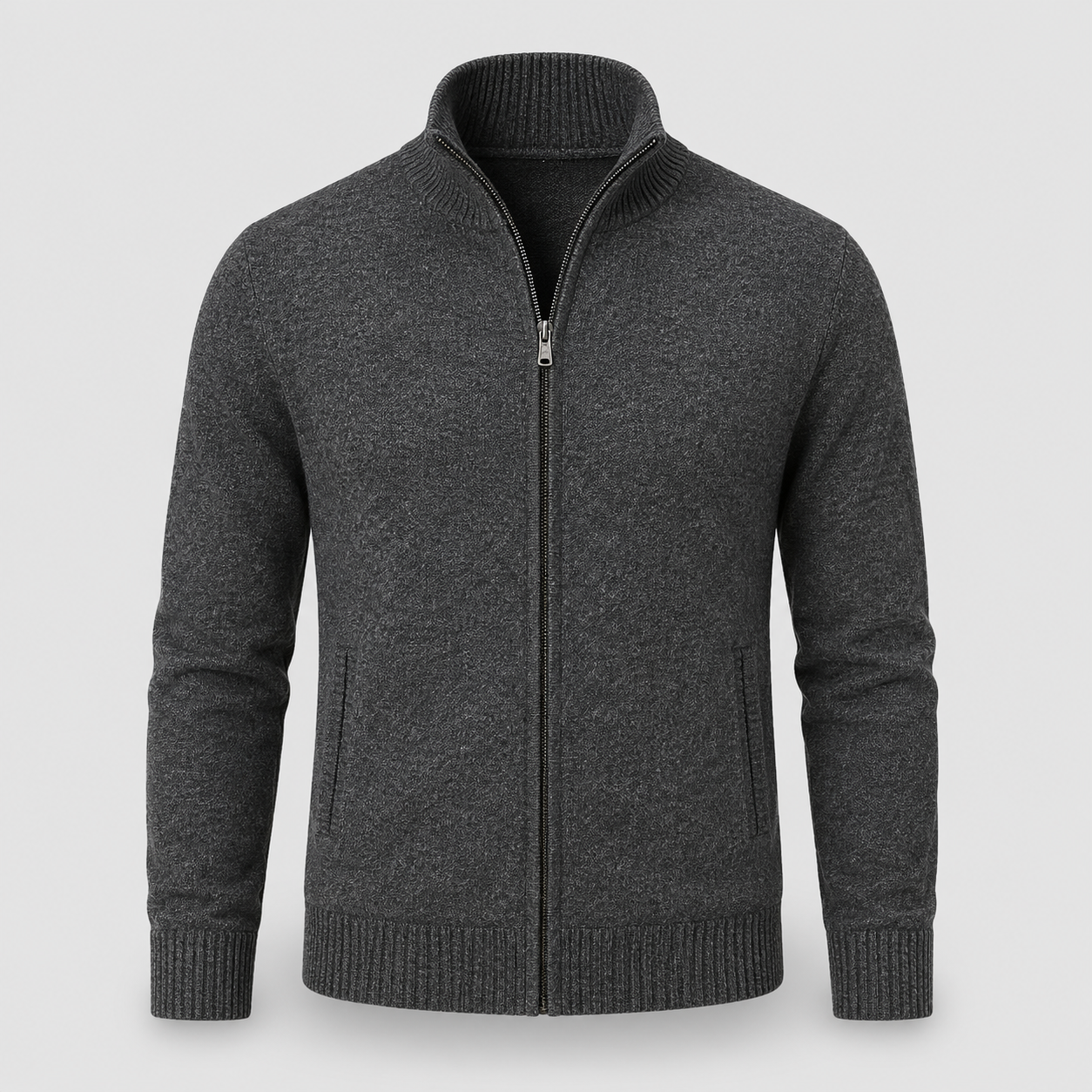 Gilet Zippé Homme Tricoté - Col Montant & Maille Fine