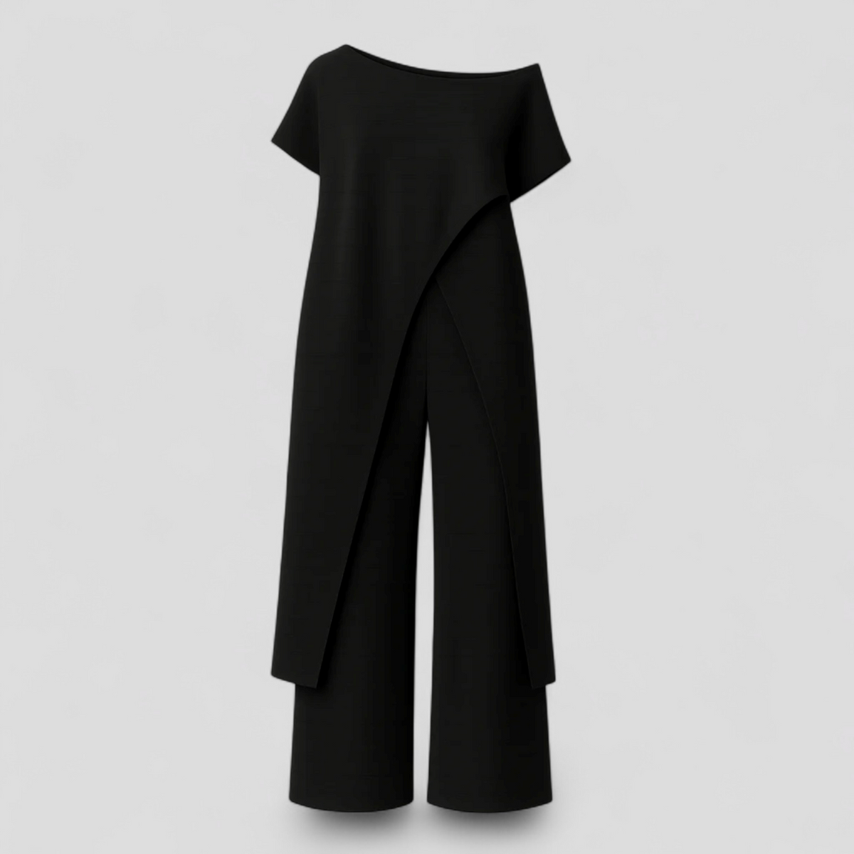 Ensemble Élégant pour Femme avec Top Crop et Pantalon Taille Haute - Tenue d'Été Décontractée